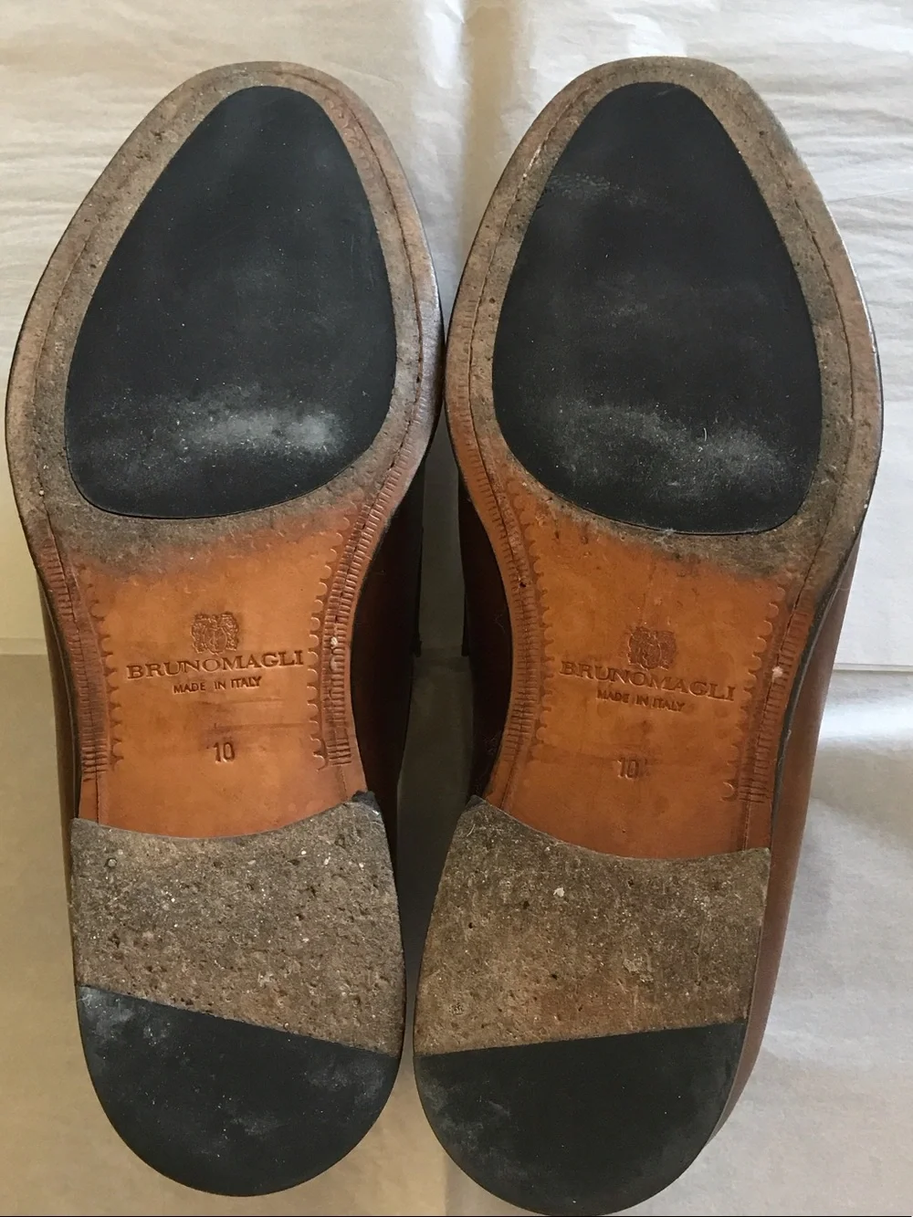 Men’s Bruno Magli Italian Brown Leather Penny Loafers with Dark Brown Strap
